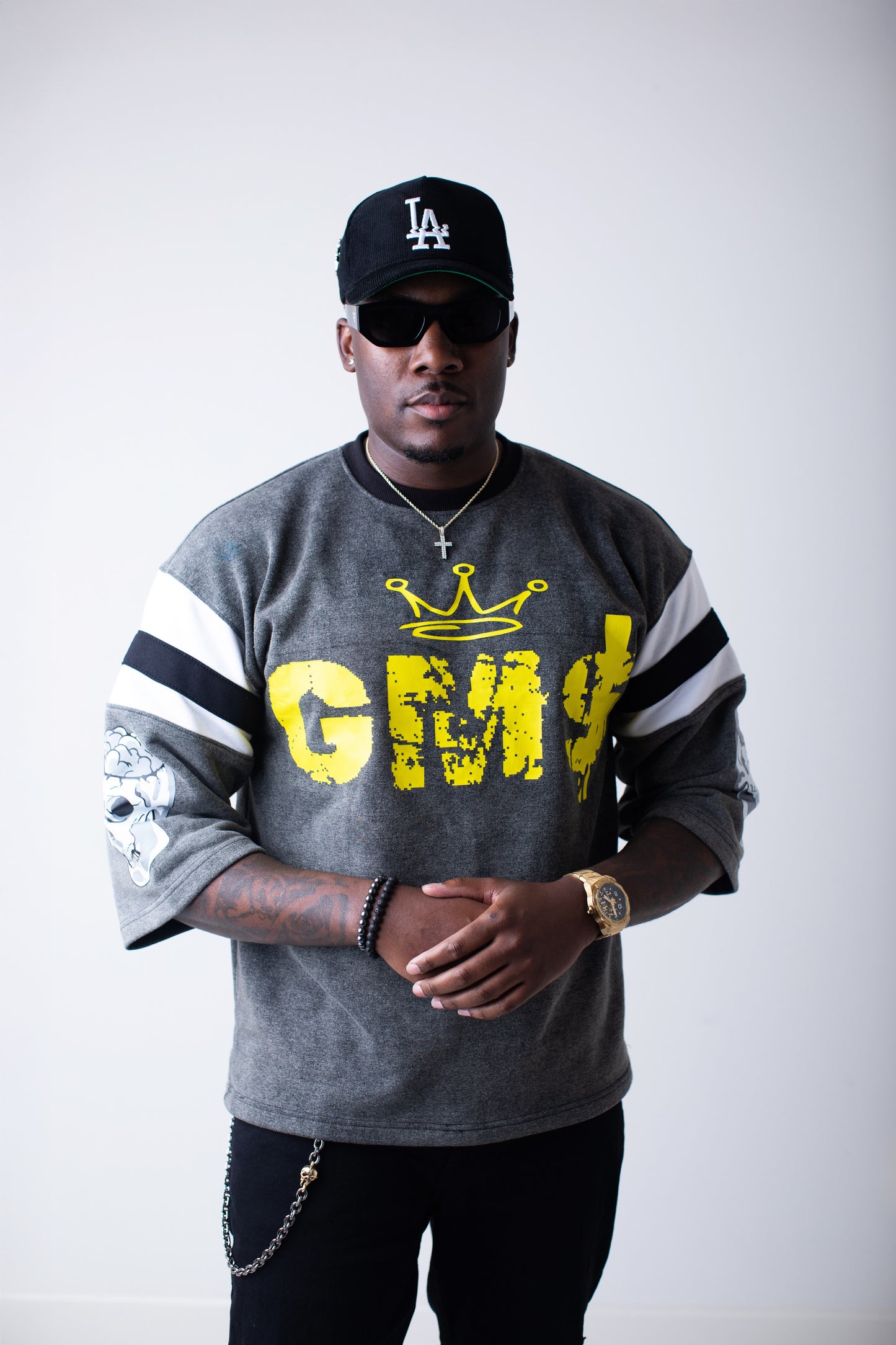 Black GM$ Oversized Quarter Sleeve Tee