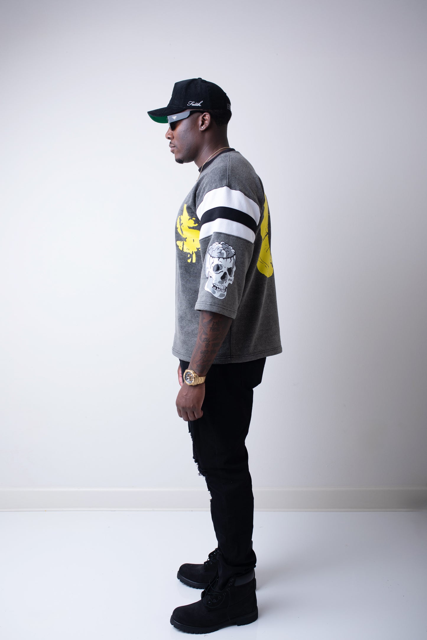 Black GM$ Oversized Quarter Sleeve Tee