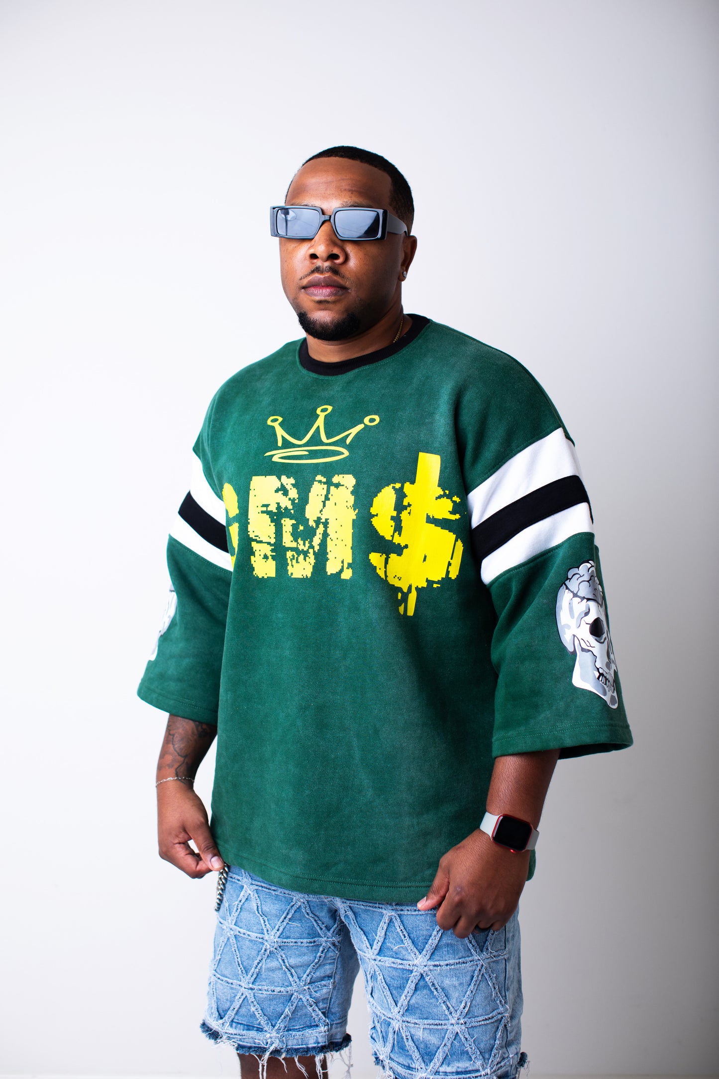 Green GM$ Oversized Quarter Sleeve Tee